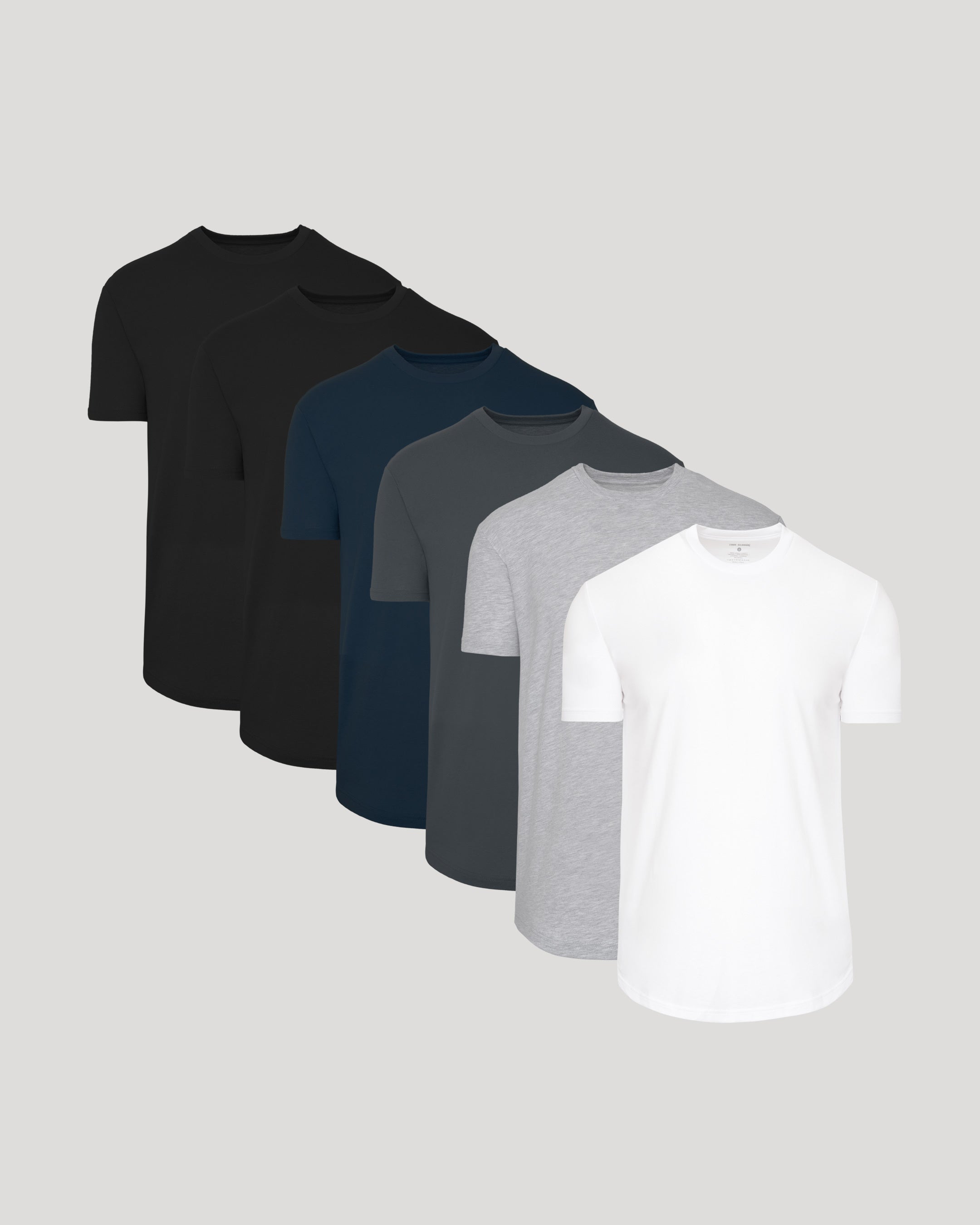 Kit com 6 Camisetas Gola Redonda com Barra Curva
