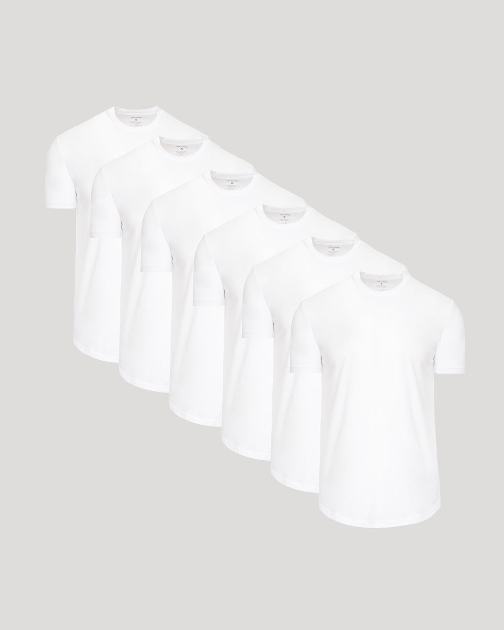 Kit com 6 Camisetas Gola Redonda com Barra Curva - Branco