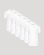 Kit com 6 Camisetas Gola Redonda com Barra Curva - Branco