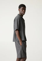 Camisa Clássica em Linho - Cinza escuro