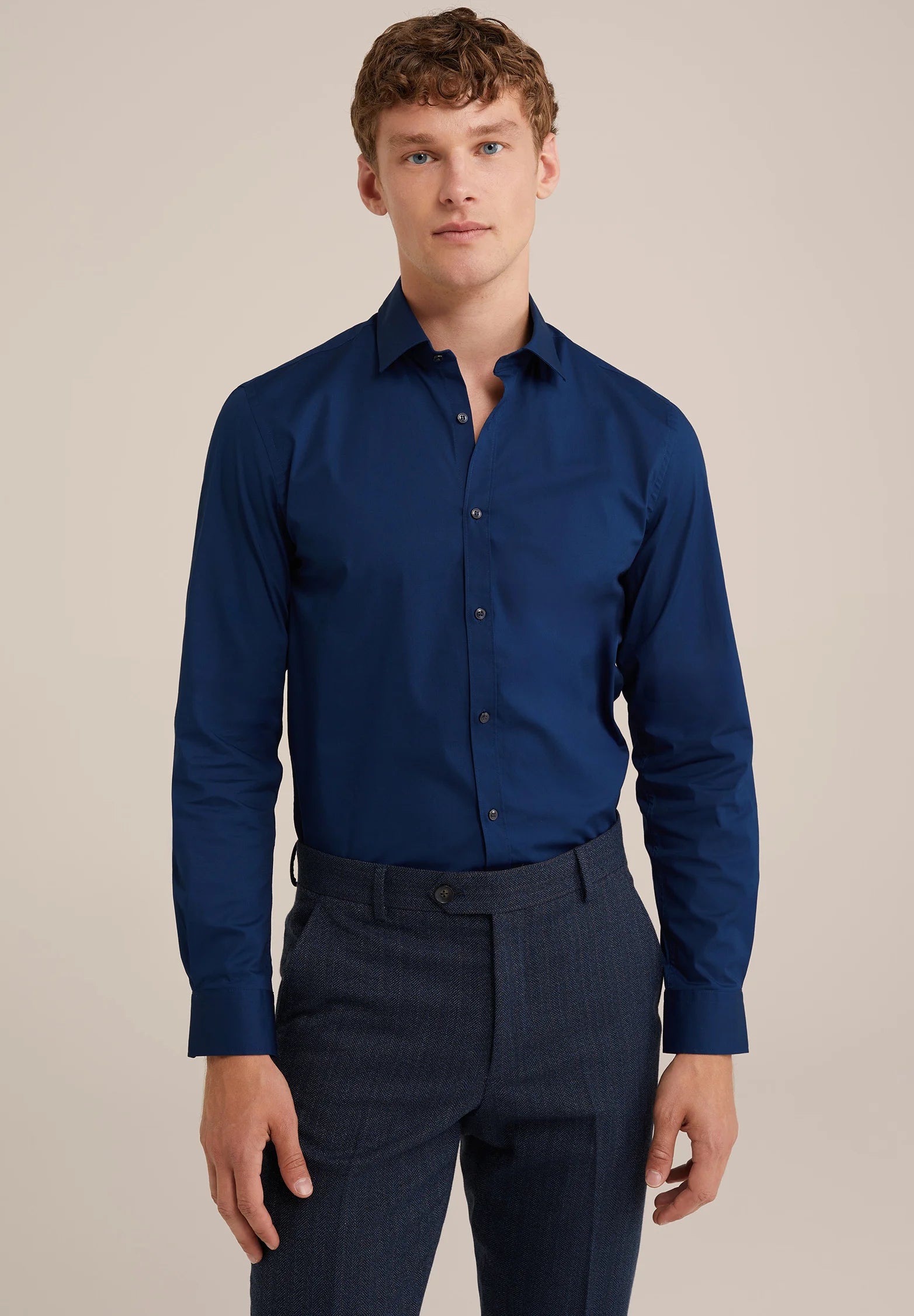 Camisa Social Masculina Alfaiataria Clássica - Azul