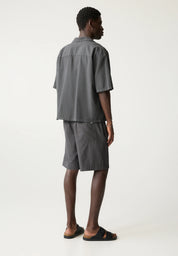 Camisa Clássica em Linho - Cinza escuro