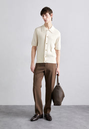 Camisa Polo em Algodão Canelada - Off White