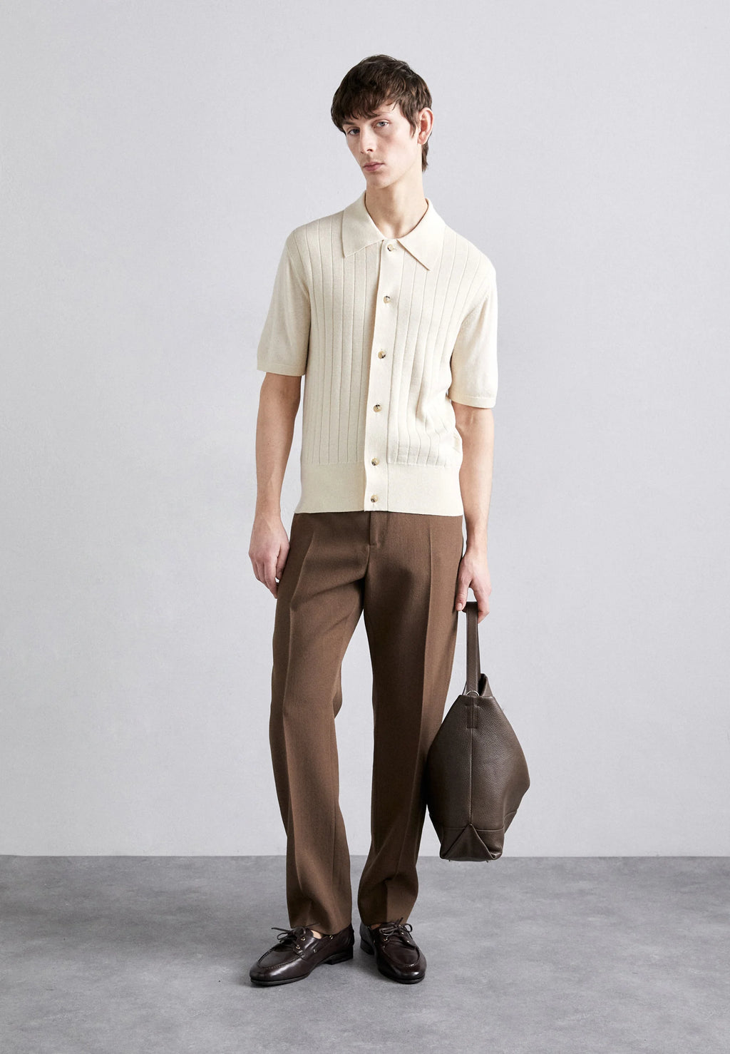 Camisa Polo em Algodão Canelada - Off White