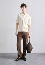 Camisa Polo em Algodão Canelada - Off White