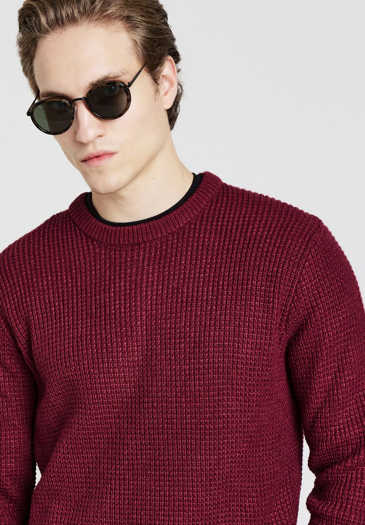 Suéter Masculino Gola Redonda em Poliacrílico - Vermelho