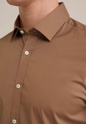 Camisa Social Masculina Alfaiataria Clássica - Marrom