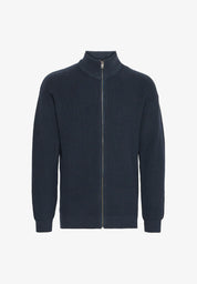 Suéter Masculino Gola Alta com Zíper Frontal - Azul marinho