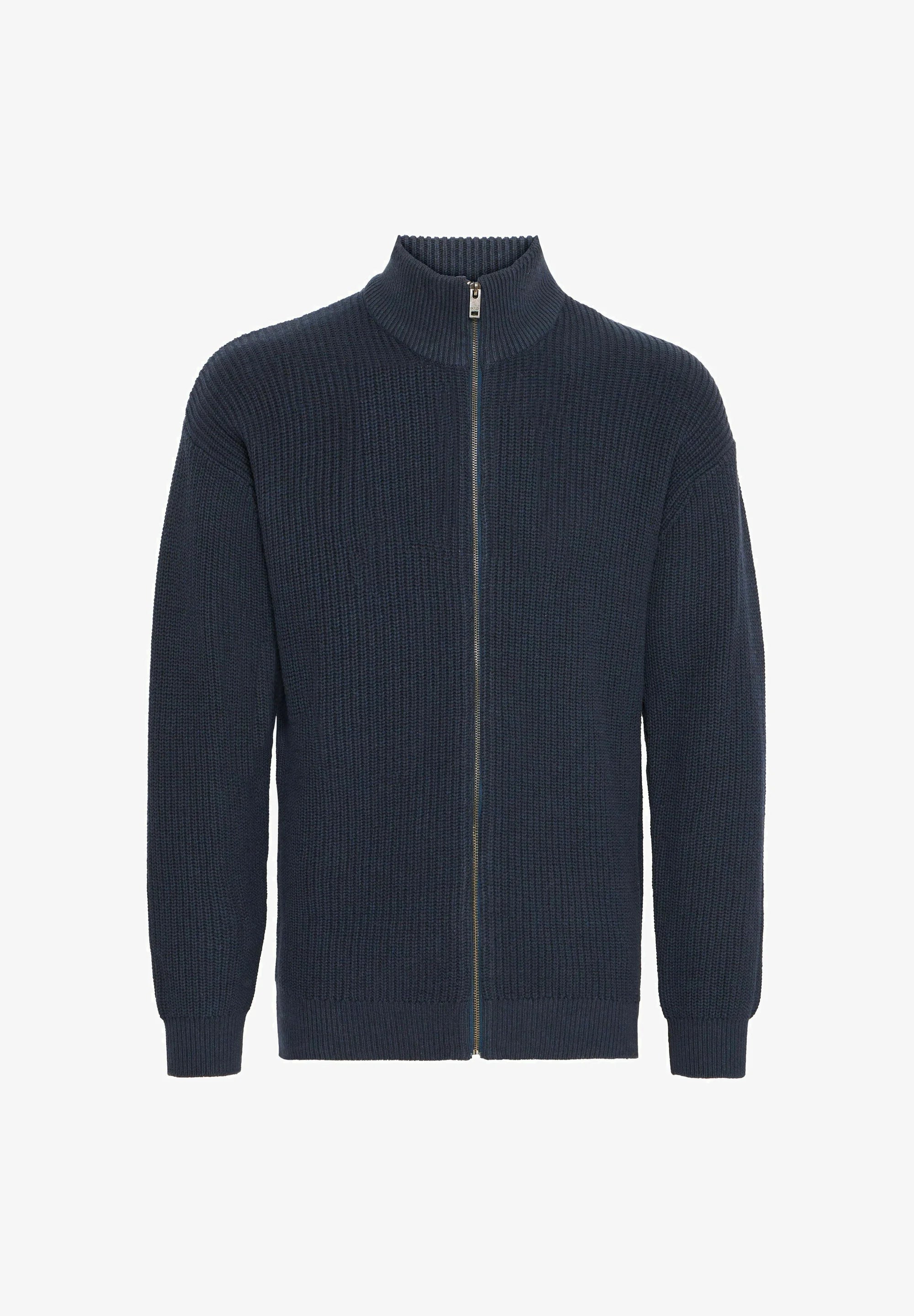 Suéter Masculino Gola Alta com Zíper Frontal - Azul marinho