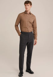 Camisa Social Masculina Alfaiataria Clássica - Marrom