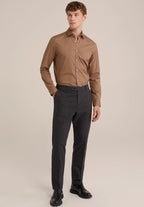 Camisa Social Masculina Alfaiataria Clássica - Marrom