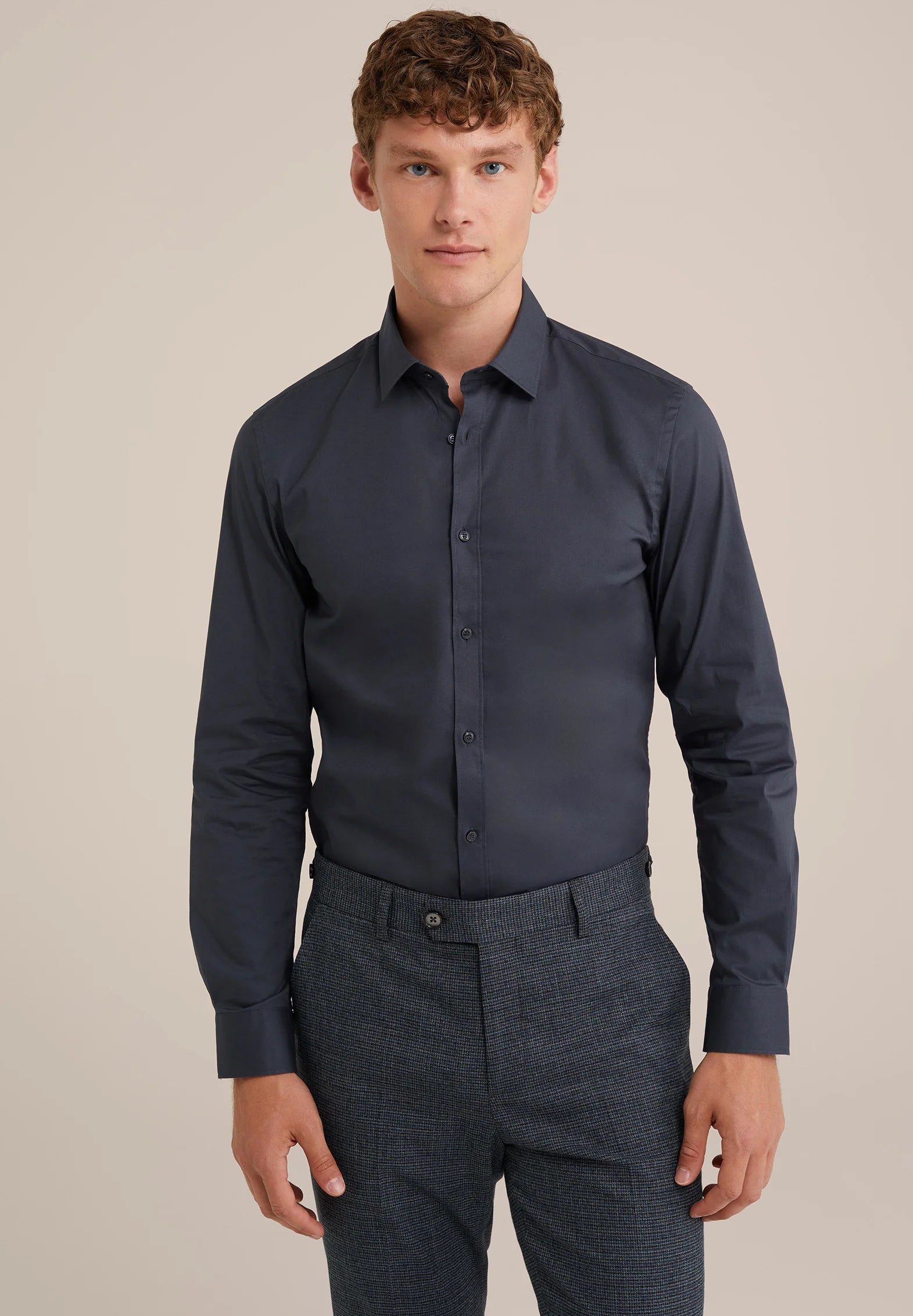 Camisa Social Masculina Alfaiataria Clássica - Cinza