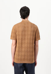 Camisa Gola Polo com Textura em Tricô - Marrom