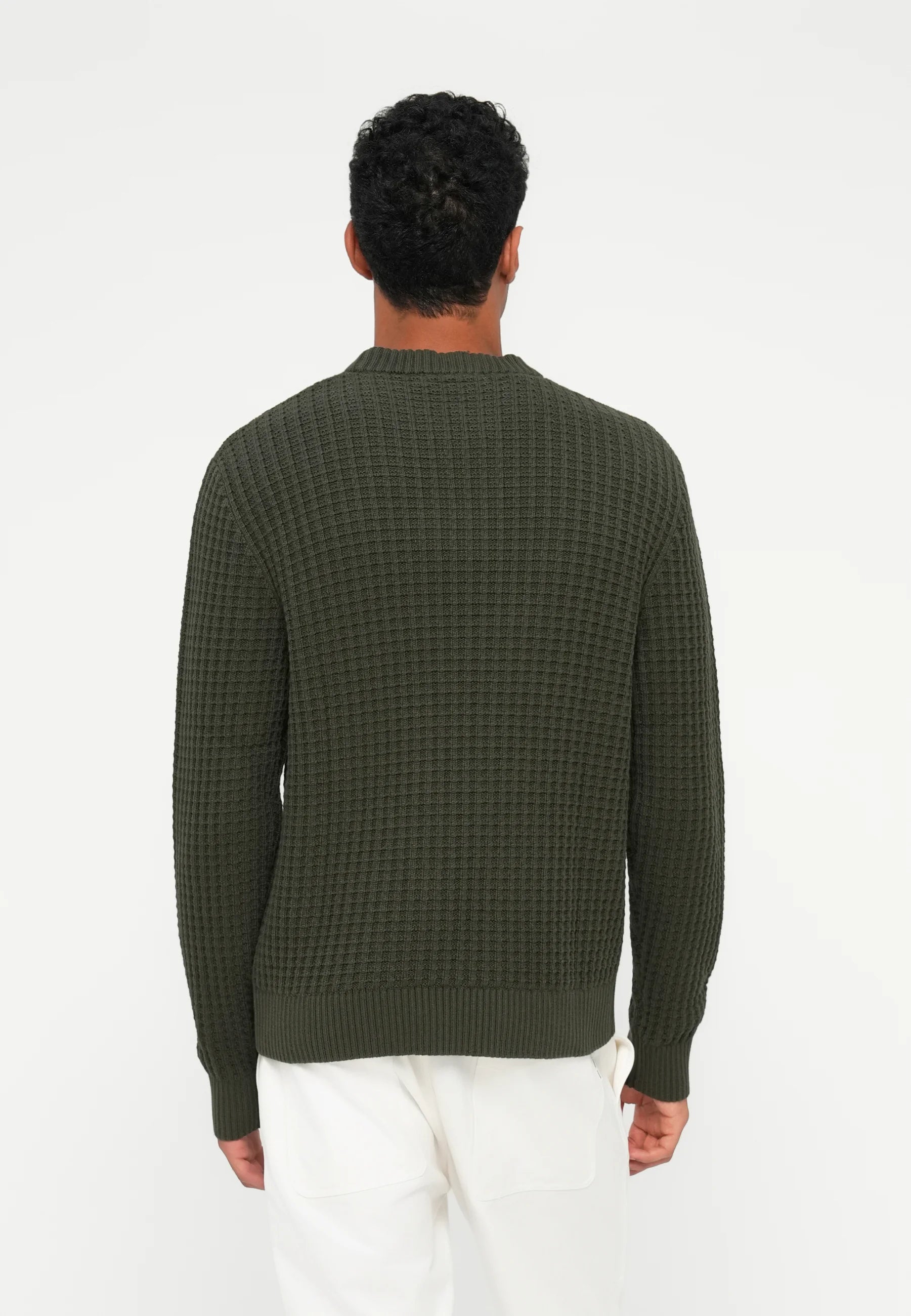 Suéter Masculino Gola Redonda Texturizado - Verde