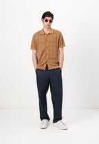 Camisa Gola Polo com Textura em Tricô - Marrom