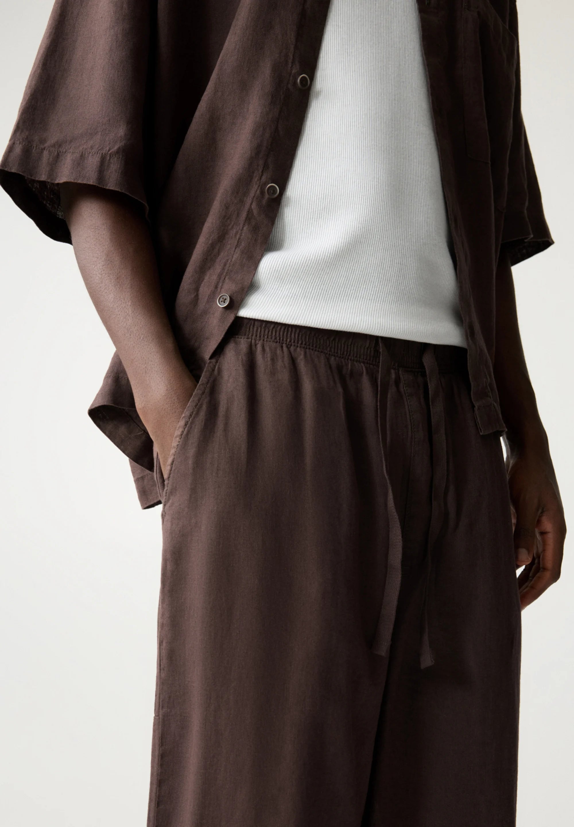 Calça Blend em Linho - Marrom