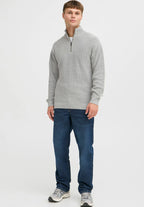Suéter Masculino Gola Troyer com Ziper - Cinza
