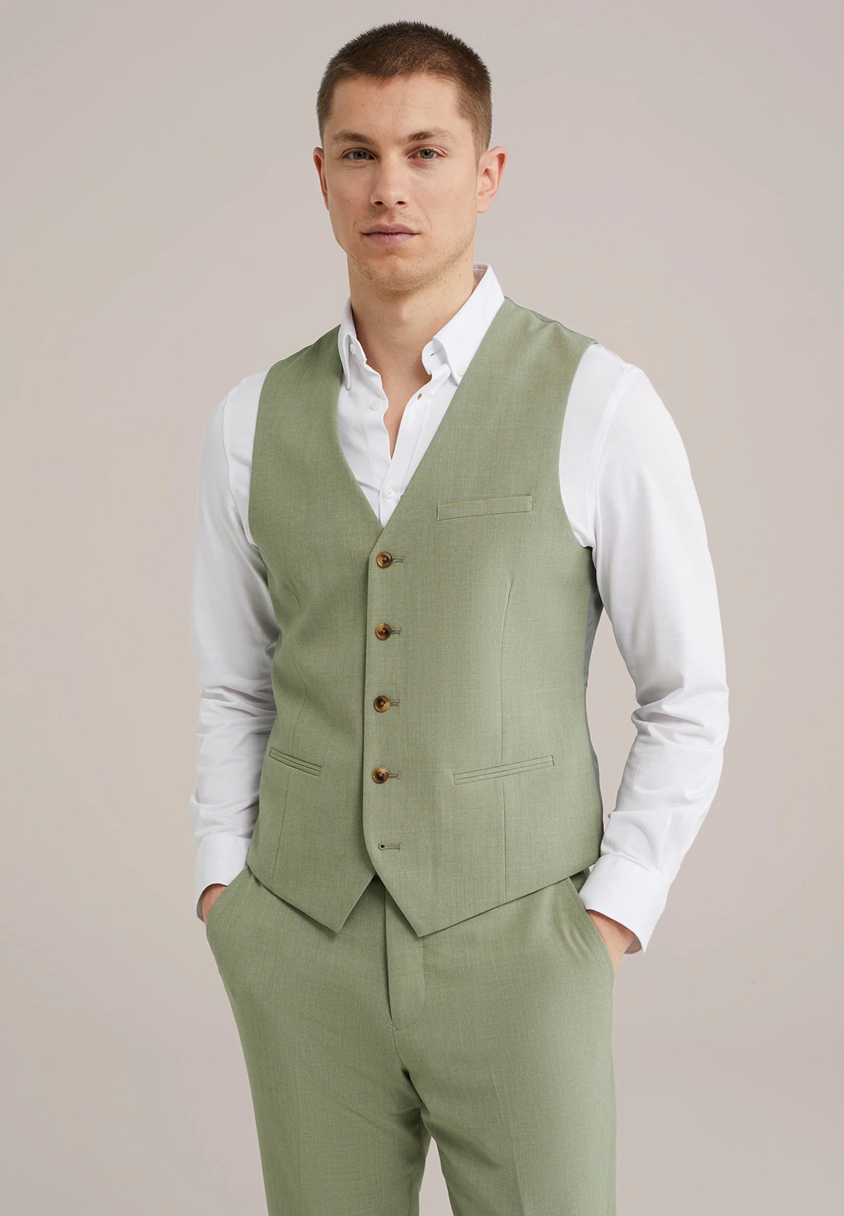 Colete Regular Fit Alfaiataria Masculino - Verde claro