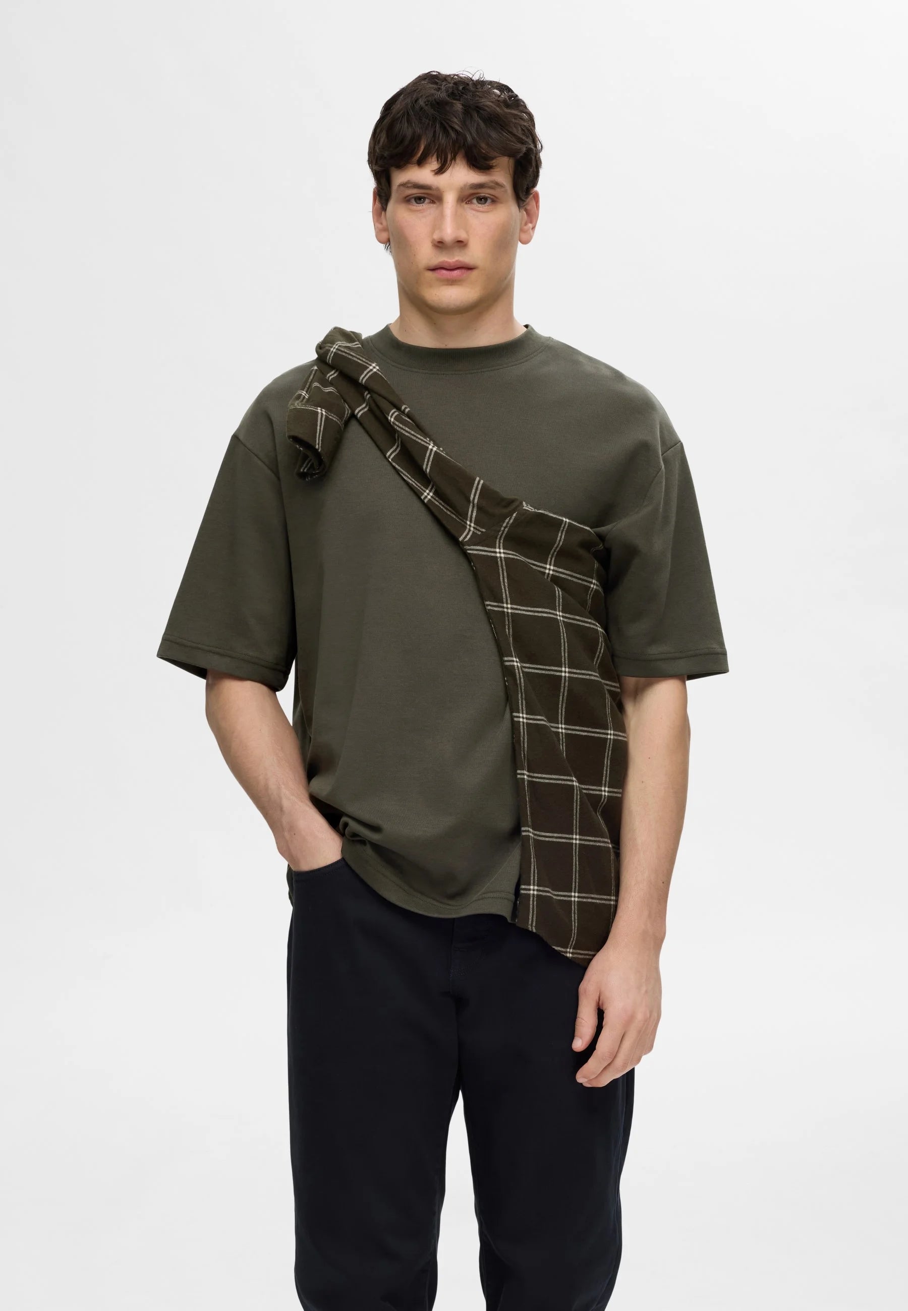 Camiseta Básica Masculina Oversized Gola Redonda - Verde