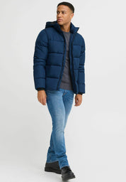 Jaqueta Puffer Ultraleve com Capuz - Azul