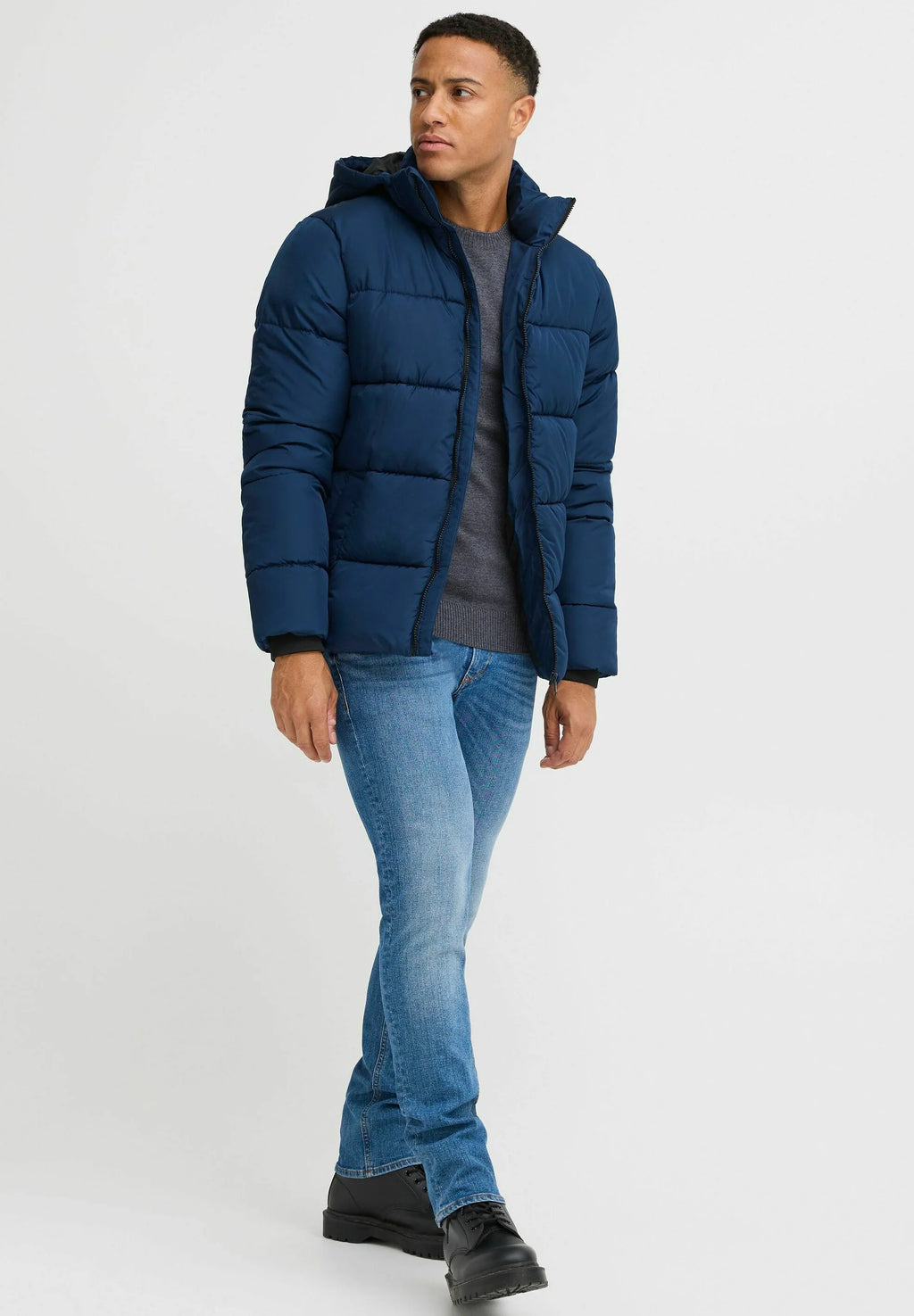 Jaqueta Puffer Ultraleve com Capuz - Azul