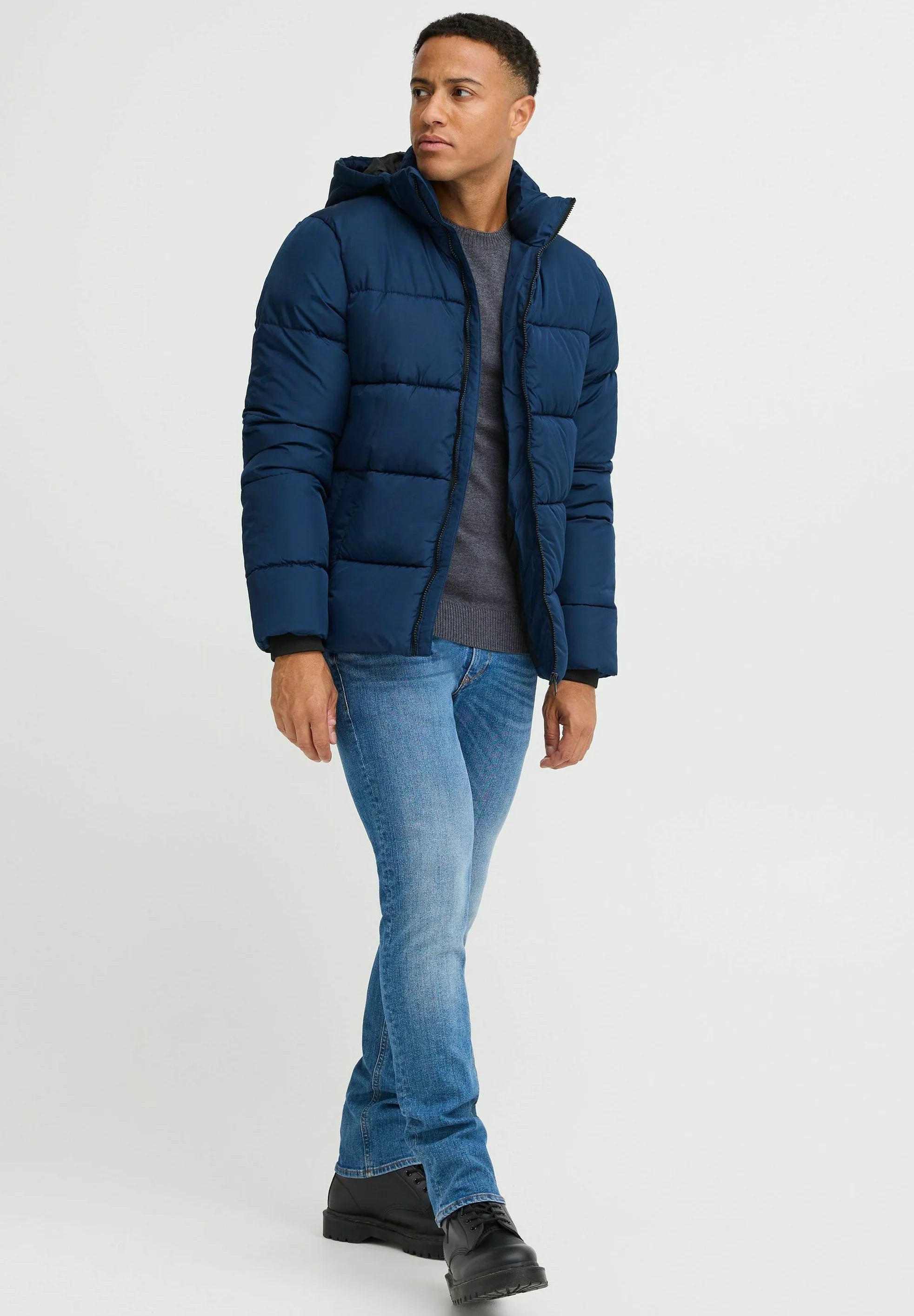 Jaqueta Puffer Ultraleve com Capuz - Azul