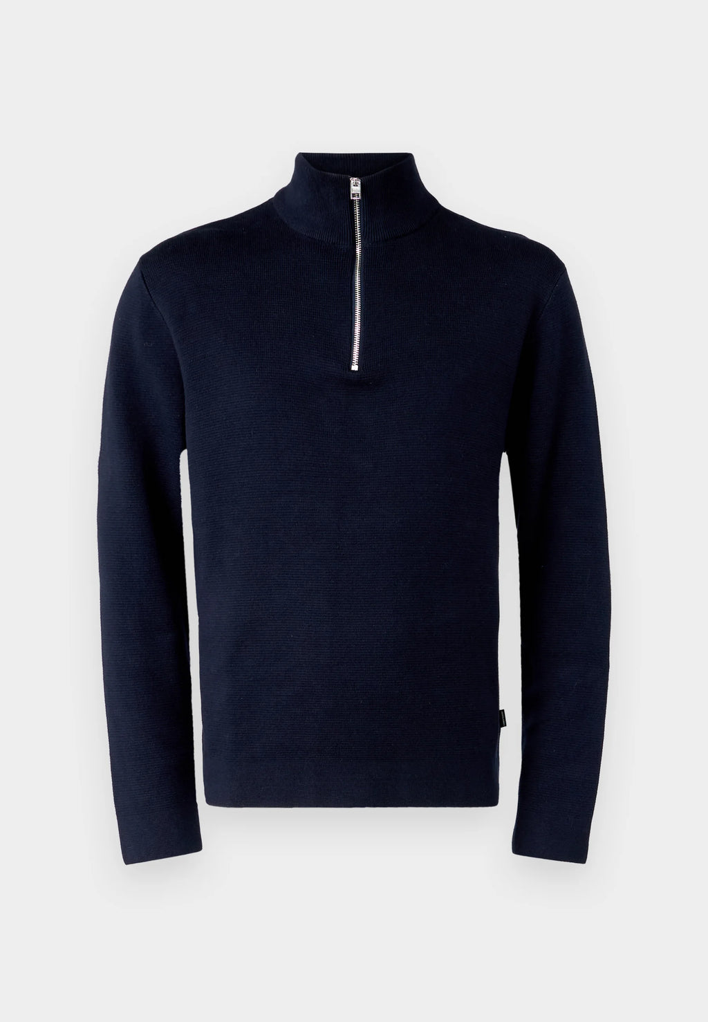 Suéter Comfort Texturizada com Gola Alta e Zíper - Azul marinho