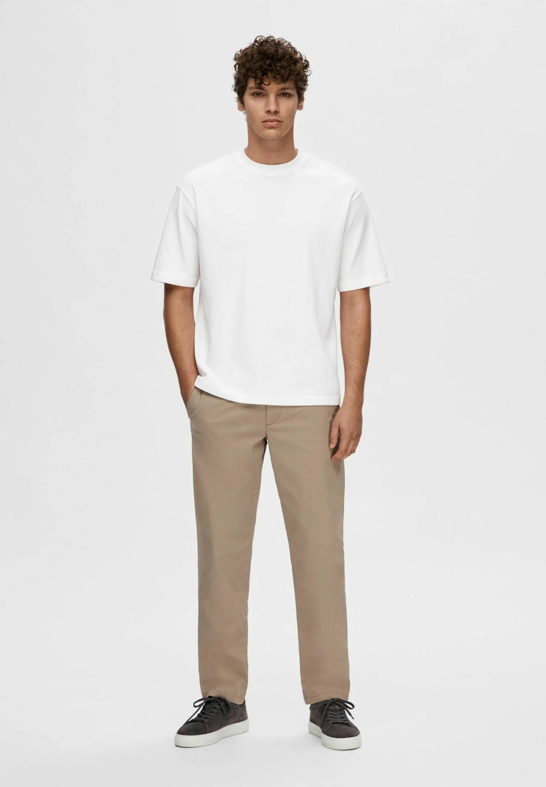 Camiseta Básica Masculina Oversized Gola Redonda - Branco