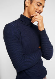 Suéter de Lã Gola Alta - Azul Marinho