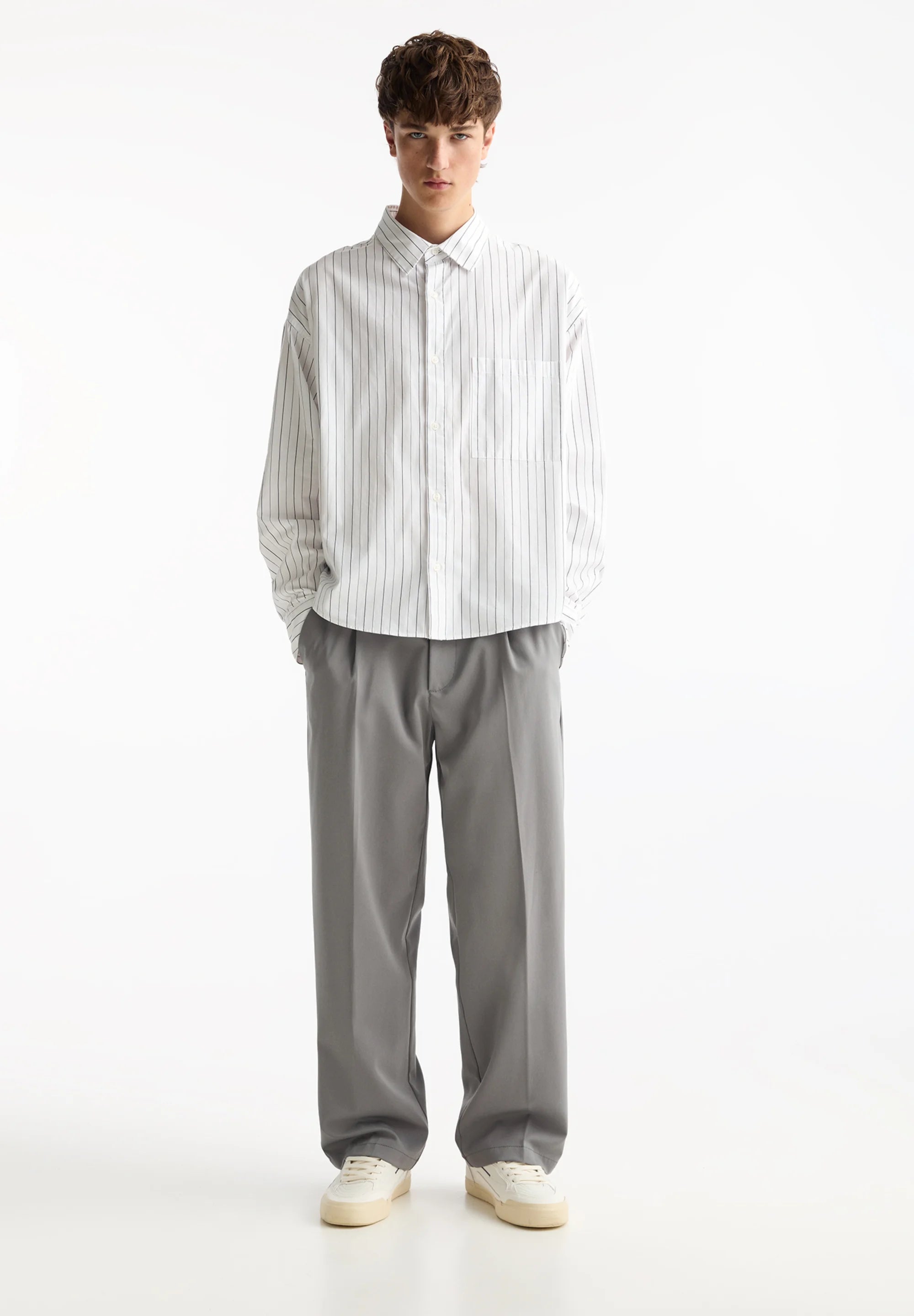 Calça Wide Fit Casual - Cinza