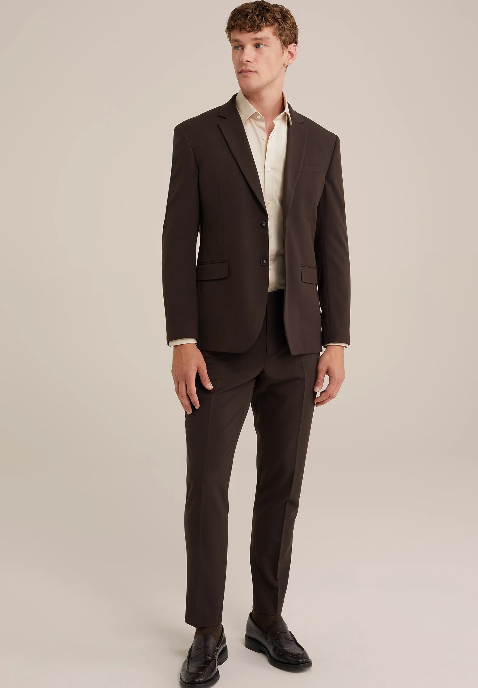 Camisa Social Masculina Alfaiataria Clássica - Bege