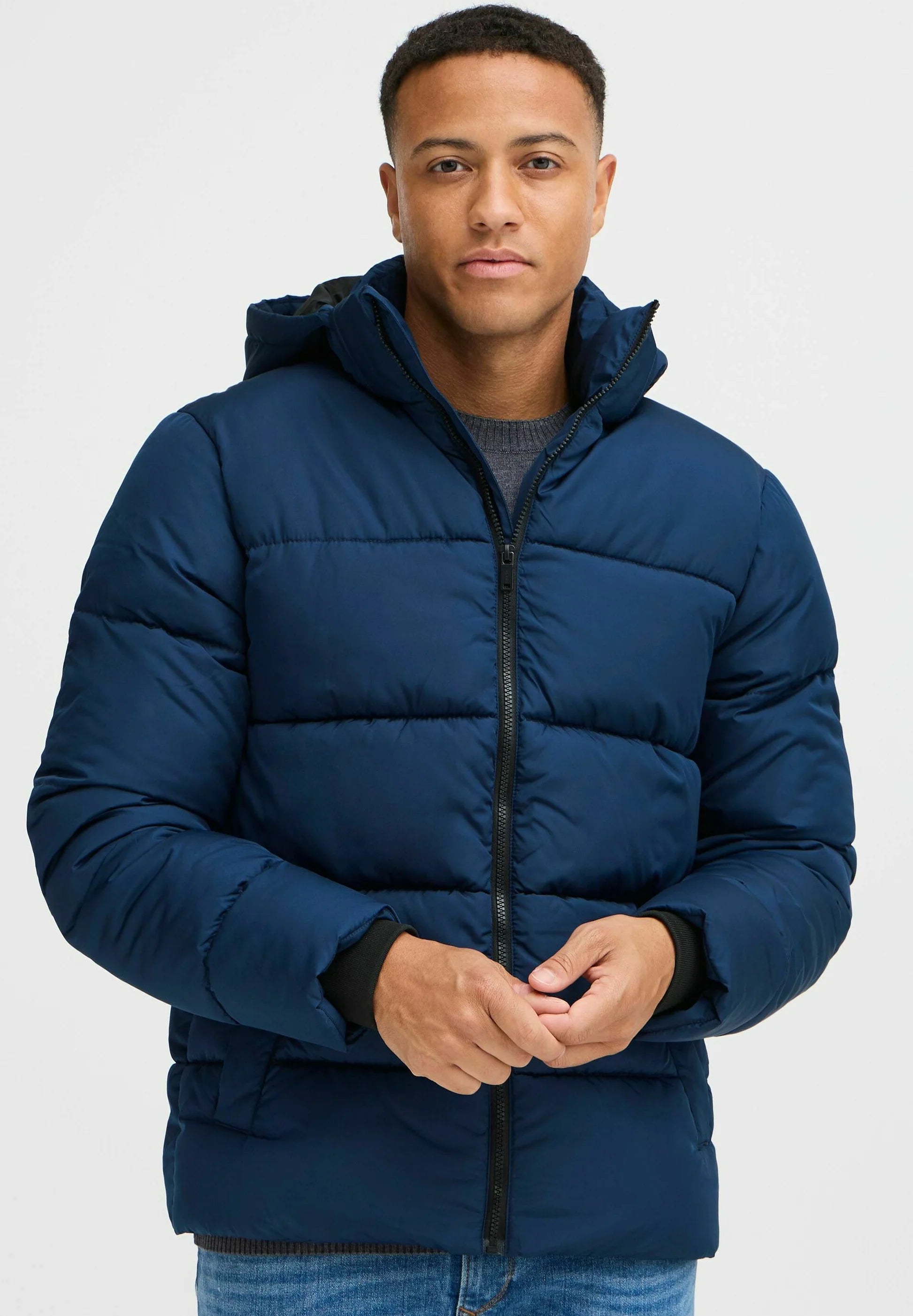 Jaqueta Puffer Ultraleve com Capuz - Azul