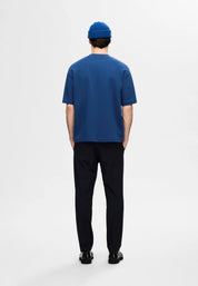 Camiseta Básica Masculina Oversized Gola Redonda - Azul escuro