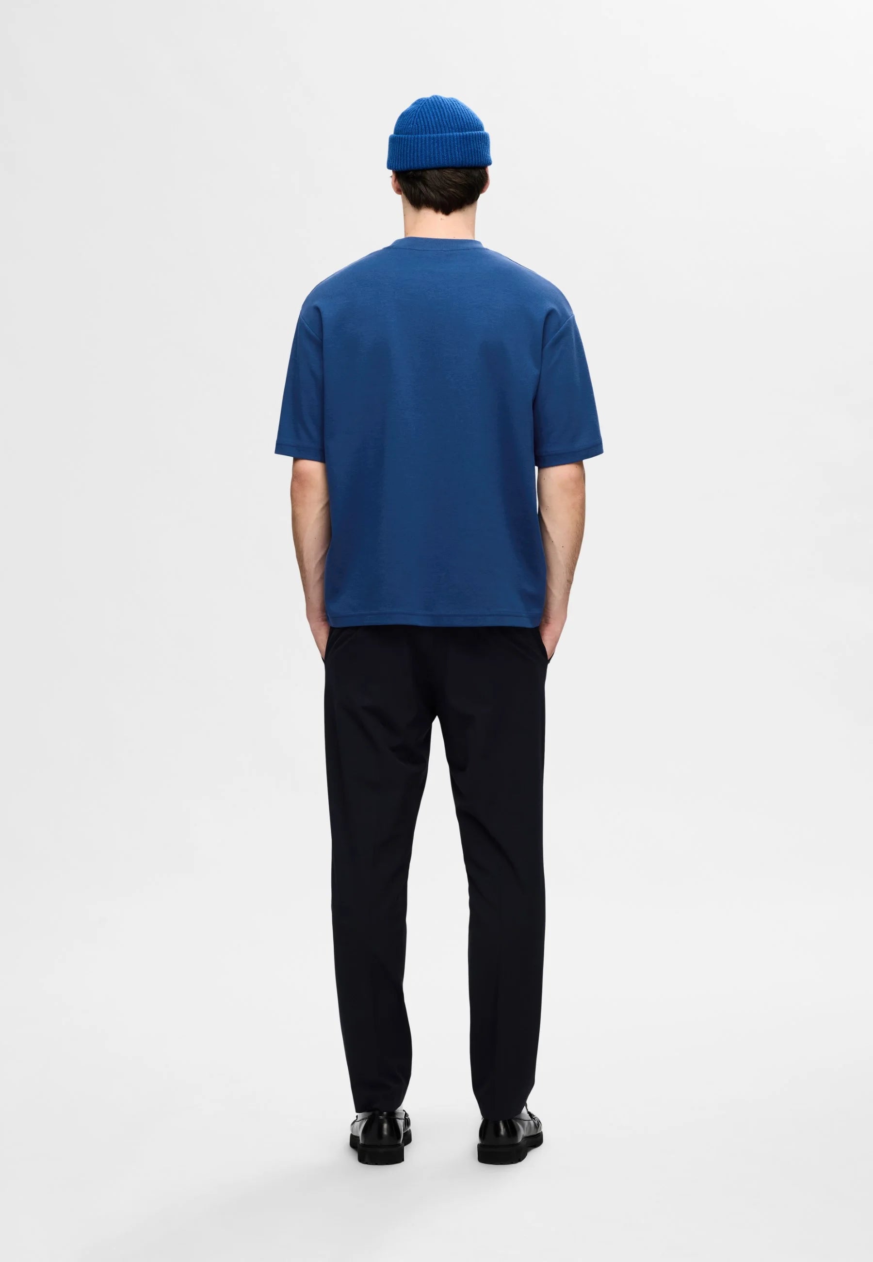 Camiseta Básica Masculina Oversized Gola Redonda - Azul escuro