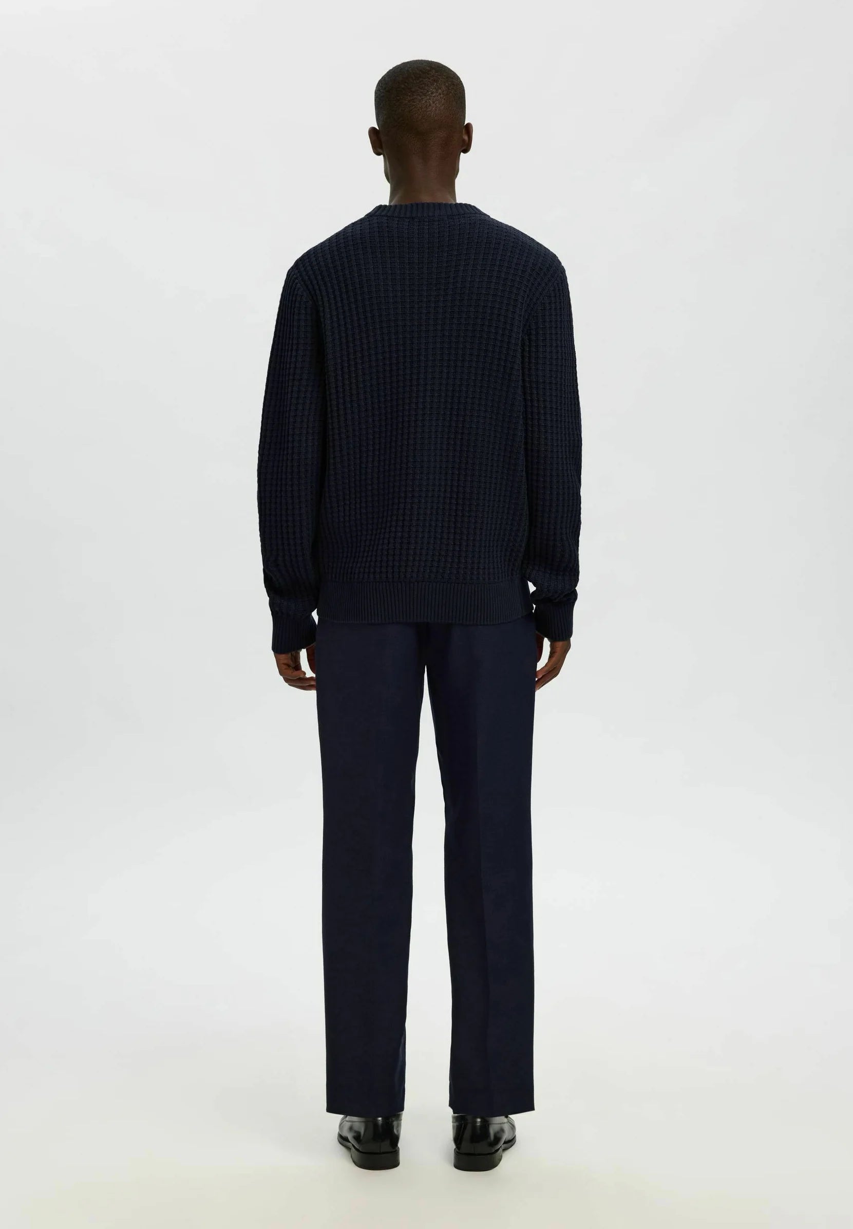 Suéter Masculino Gola Redonda Texturizado - Azul marinho