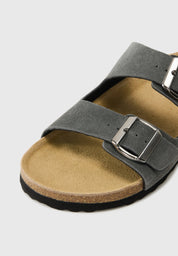 Sandália de Couro Rully - Cinza Escuro