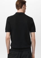Camisa Polo em Tricô Texturizado - Preto