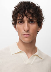 Camisa Polo em Tricô Texturizado - Branco