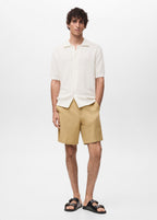 Camisa Polo em Crochê Malha Vazada - Branco