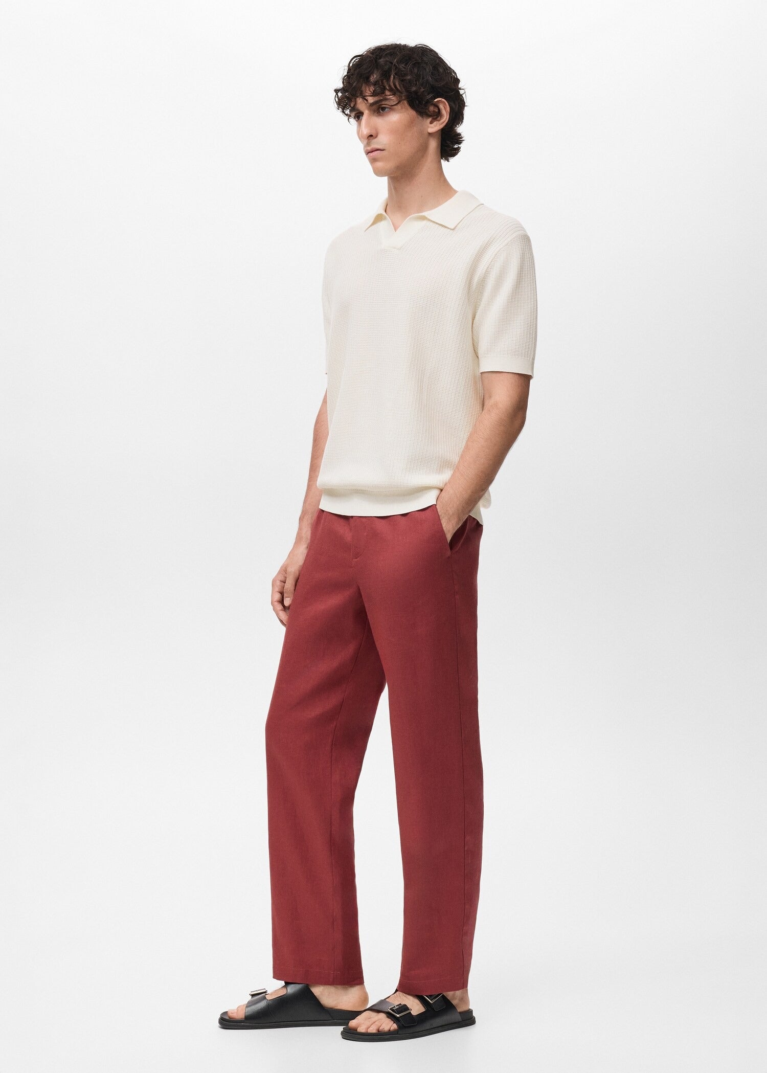 Camisa Polo em Tricô Texturizado - Branco