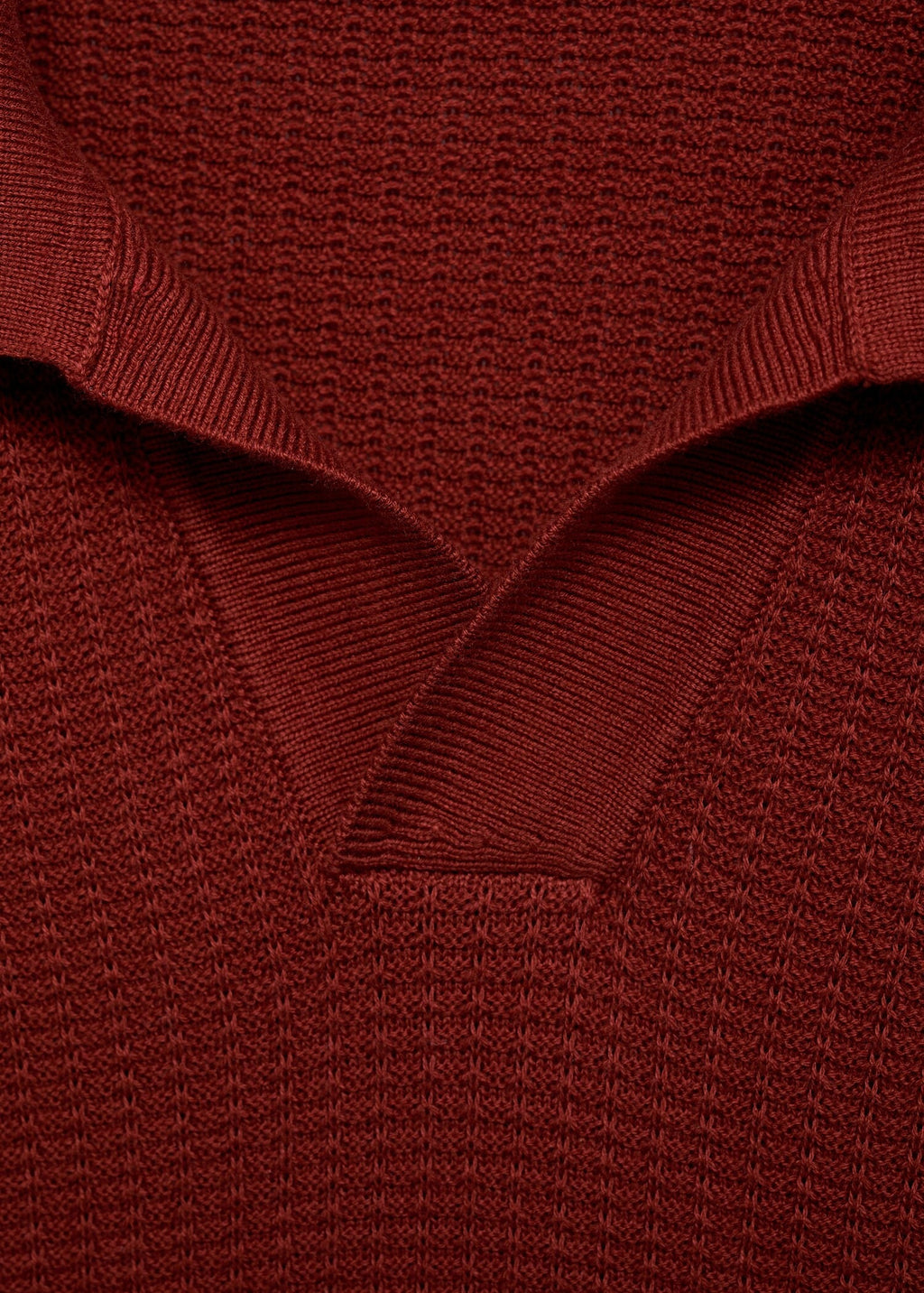 Camisa Polo em Tricô Texturizado - Vermelho