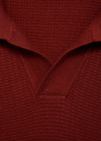 Camisa Polo em Tricô Texturizado - Vermelho