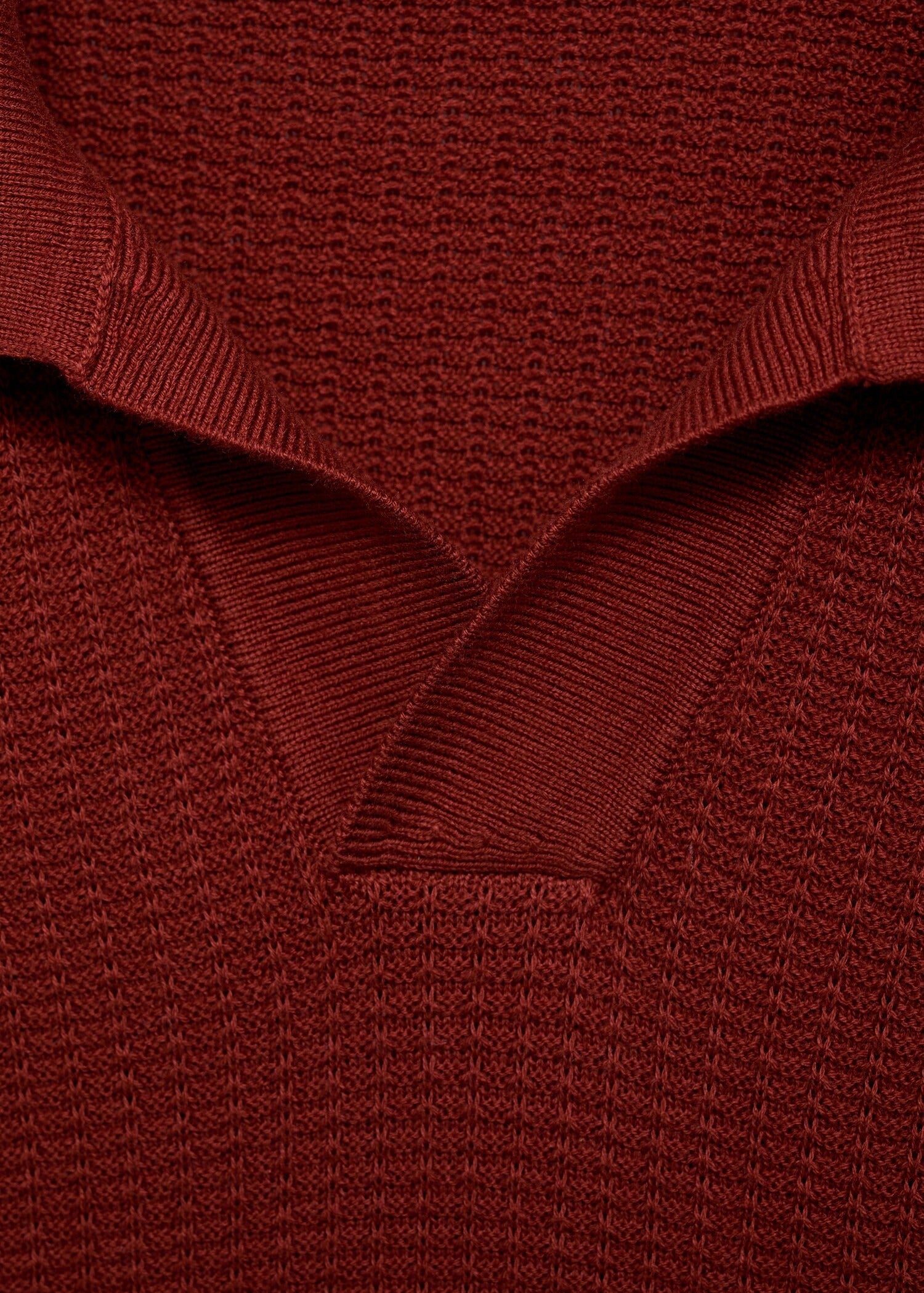 Camisa Polo em Tricô Texturizado - Vermelho