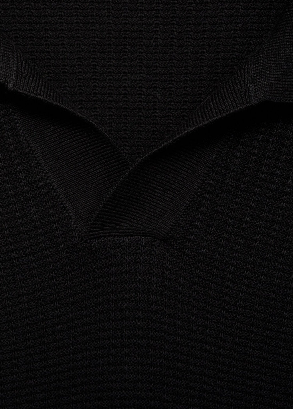 Camisa Polo em Tricô Texturizado - Preto
