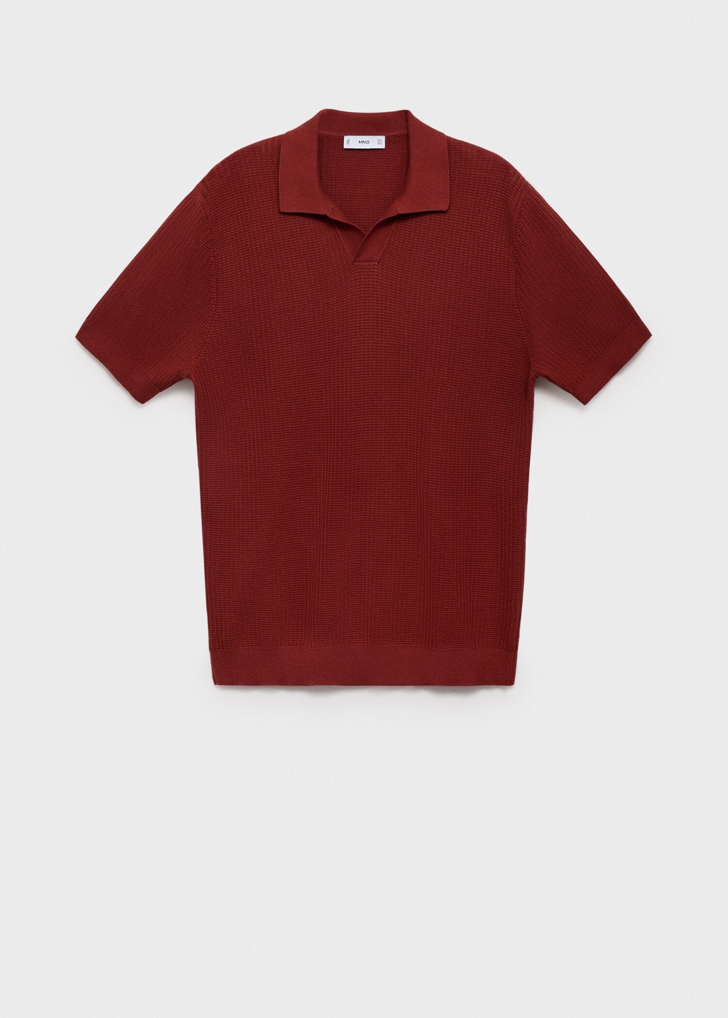 Camisa Polo em Tricô Texturizado - Vermelho
