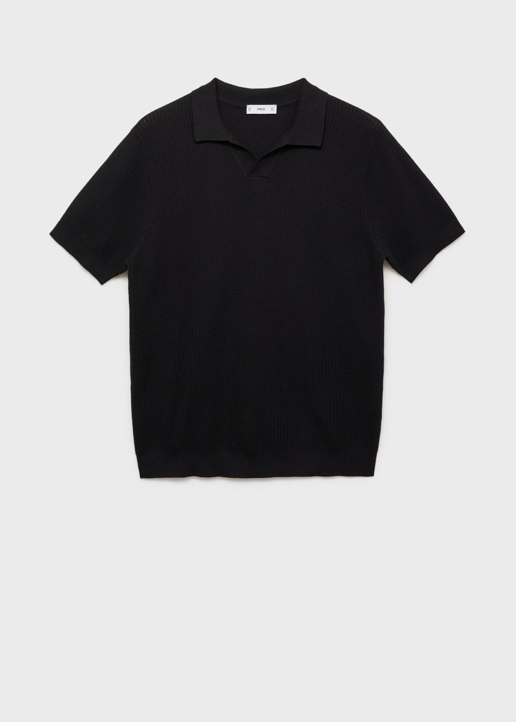 Camisa Polo em Tricô Texturizado - Preto