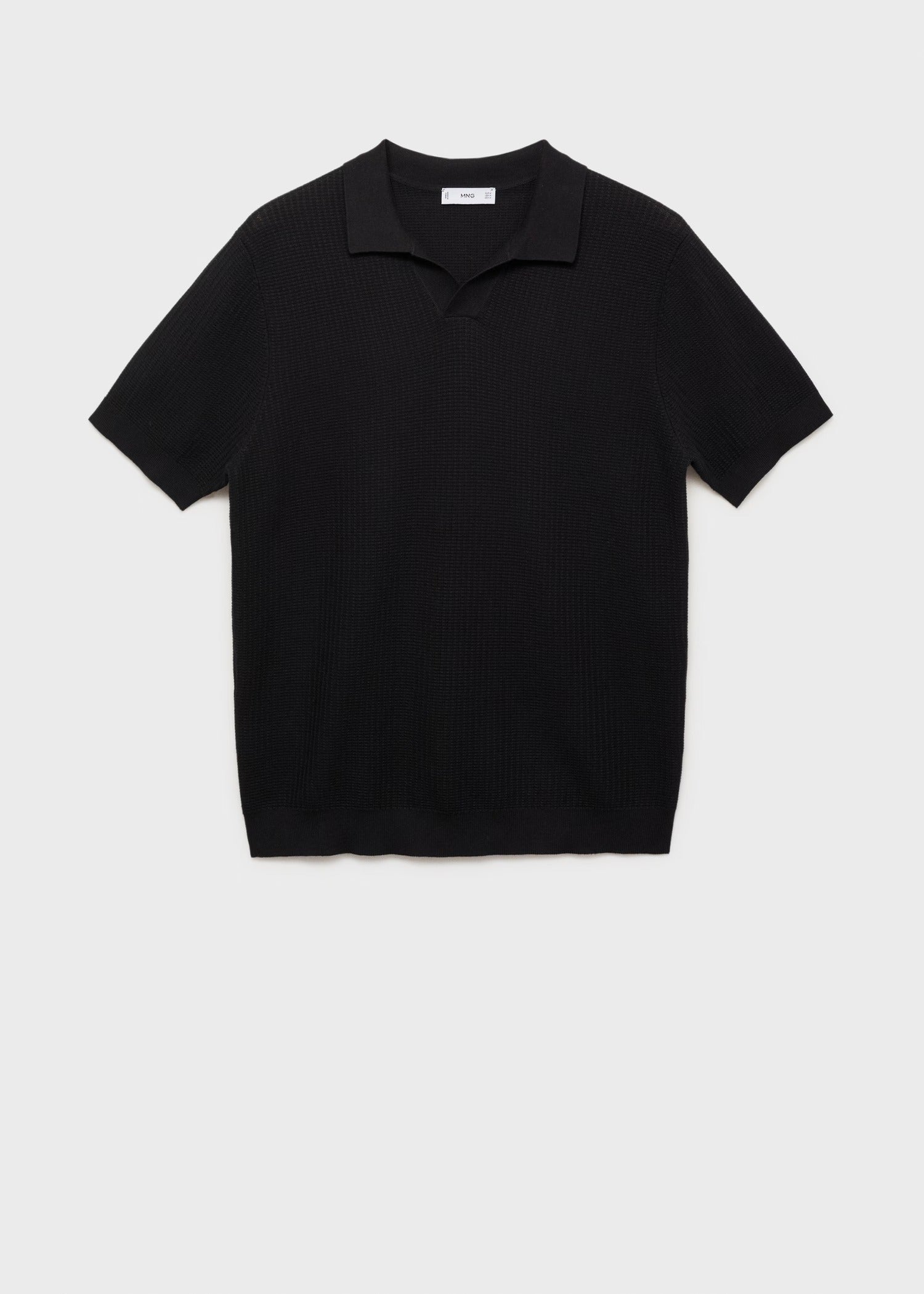 Camisa Polo em Tricô Texturizado - Preto