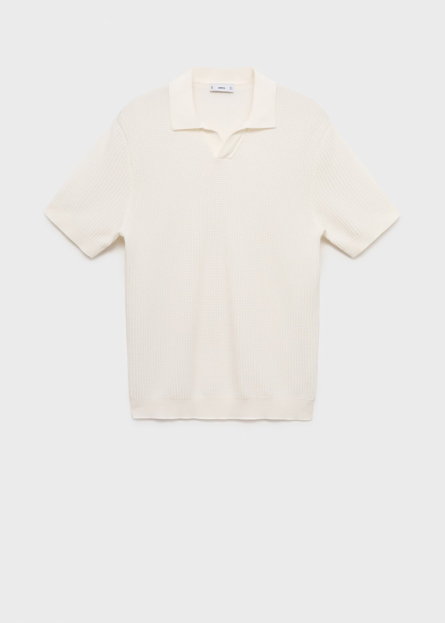 Camisa Polo em Tricô Texturizado - Branco