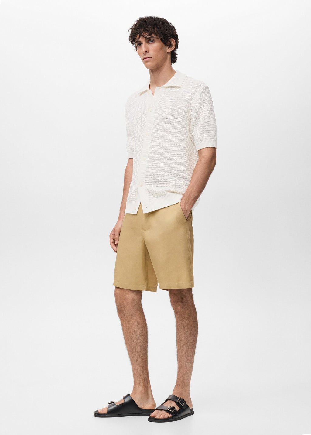 Camisa Polo em Crochê Malha Vazada - Branco