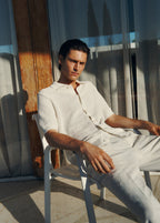 Camisa Polo em Crochê Malha Vazada - Branco